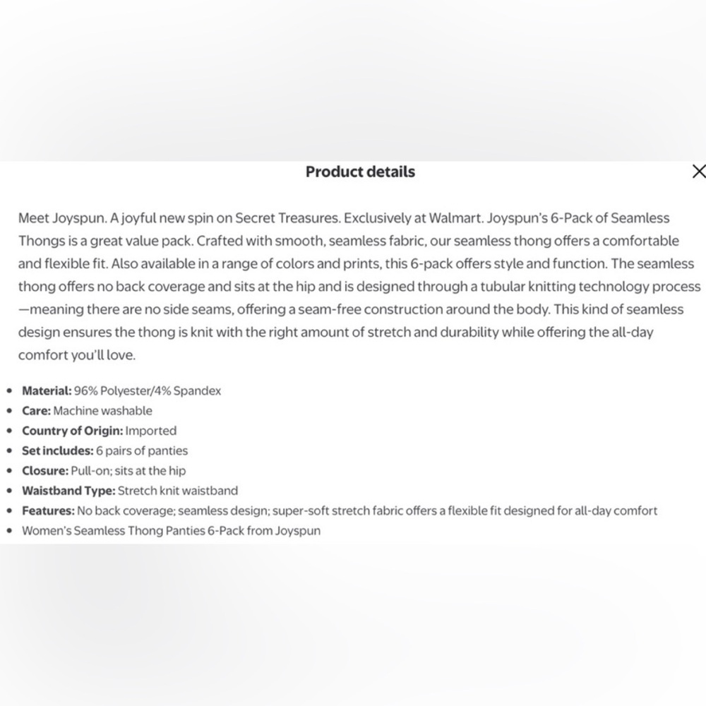 NEW 6-pack Joyspun Women’s XXXL Assorted Multi Seamless Thong Panties Set NIB - Picture 12 of 12